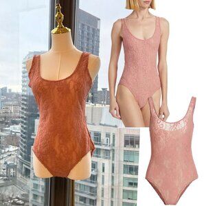 🆕 ZIMMERMANN 🧿 NWT Lace Scoop Neck Bodysuit, Blush - Sz 2 US 6 / 8